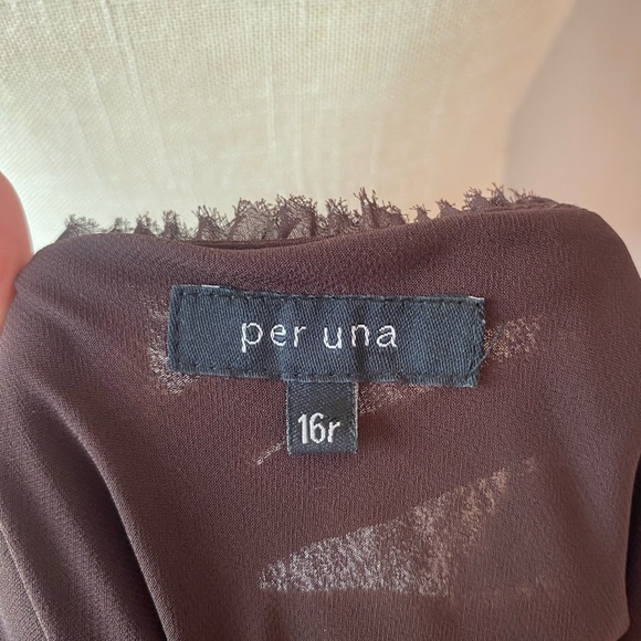 ❌SOLD❌ PER UNA BROWN BEADED MIDI DRESS SIZE 16 - Picture 7 of 9